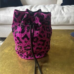 Essentiel Antwerp Pink and Black Beaded Cross Body Shoulder Bag